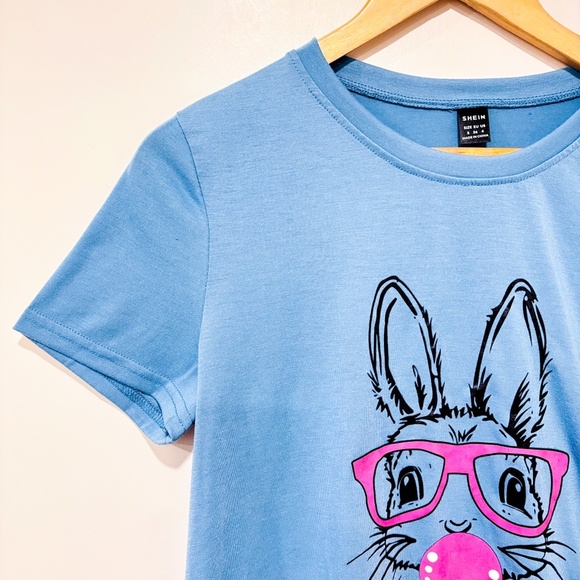 SHEIN Blue t-shirt with rabbit print - Picture 3 of 7